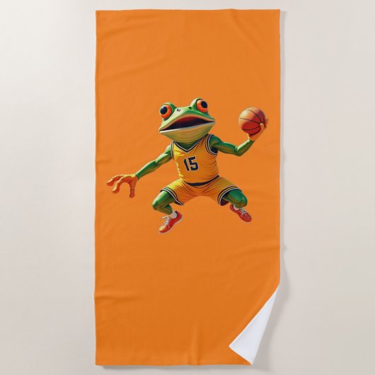 Basketball Frog orange beach towel ビーチタオル (正面)