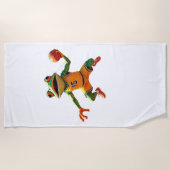 Basketball Frog white beach towel ビーチタオル (正面)