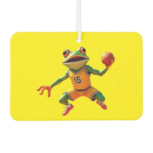 Basketball Frog yellow car air freshener カーエアーフレッシュナー (正面)