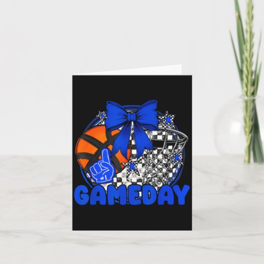 Basketball Game Day Go Cheer Team Blue Coquette Ch カード (正面)