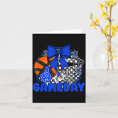 Basketball Game Day Go Cheer Team Blue Coquette Ch カード (黄色い花)