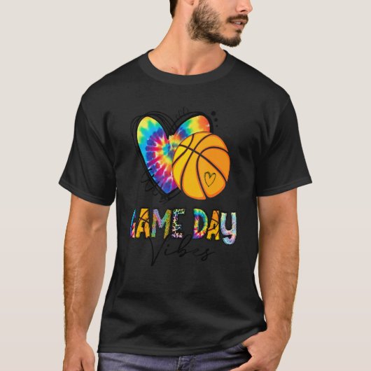 Basketball Game Day Vibes Basketball Mom Tie dye Tシャツ (正面)