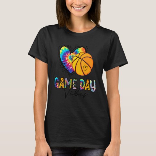 Basketball Game Day Vibes Basketball Mom Tie dye Tシャツ (正面)