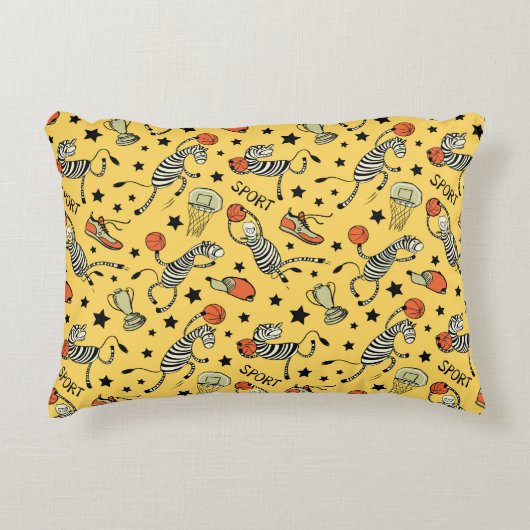 Basketball game seamless pattern with doodle cute  アクセントクッション (正面)