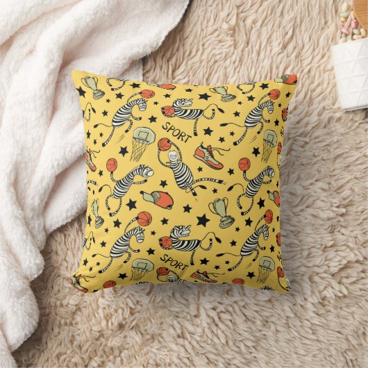 Basketball game seamless pattern with doodle cute  クッション (ブランケット)