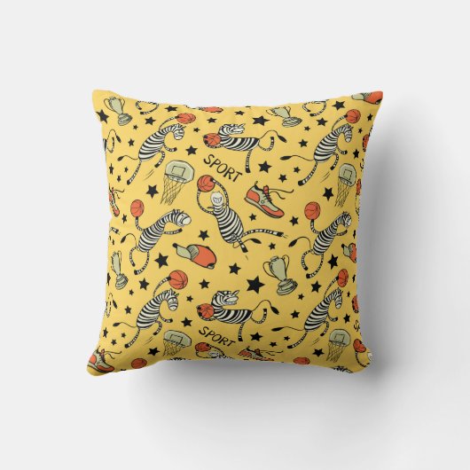 Basketball game seamless pattern with doodle cute  クッション (裏面)
