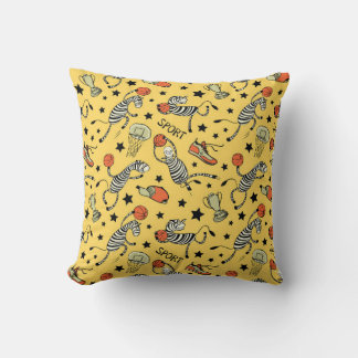 Basketball game seamless pattern with doodle cute クッション