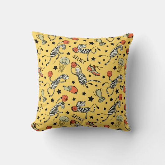 Basketball game seamless pattern with doodle cute  クッション (正面)