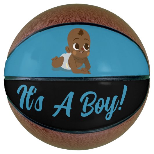 Basketball Gender Reveal Baby Shower Blue Boy バスケットボール (正面)