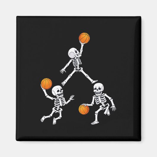 Basketball Halloween Skeleton Dunking Dribble Boys マグネット (正面)