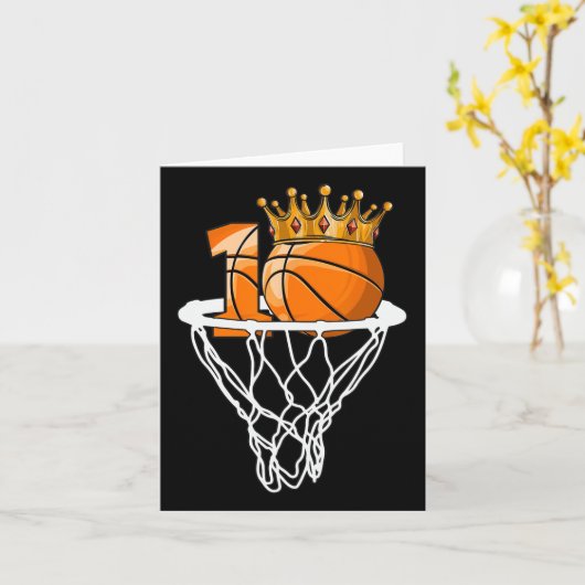 Basketball Happy 10th Birthday Boy Bball 10 Years  カード (黄色い花)
