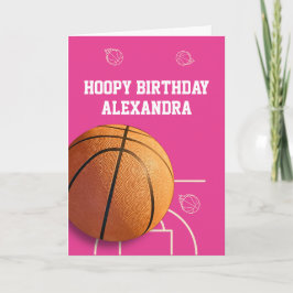 Basketball Happy Birthday Card Sports Funny Pink カード