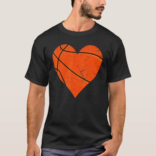 Basketball Heart Love Sport Player Coach Kids Vale Tシャツ (正面)