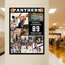 Basketball High School Senior Night Photo Collage ポスター