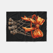 Basketball Hoop Net Coquette Bow Basketball Player フリースブランケット (正面(横))