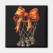 Basketball Hoop Net Coquette Bow Basketball Player マグネット (正面)