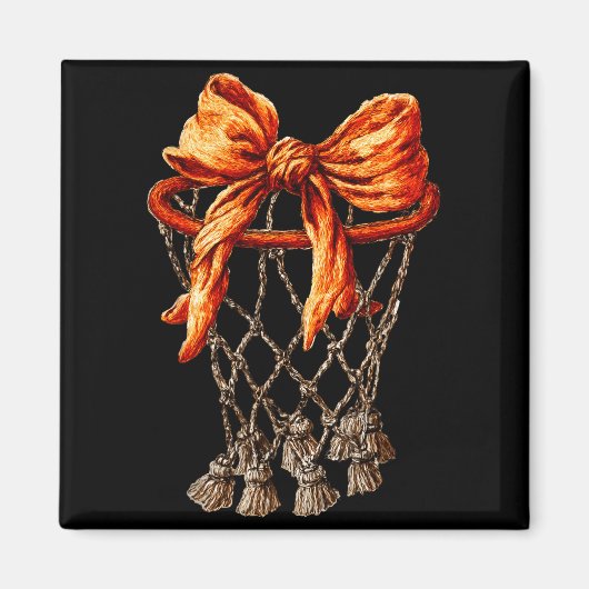 Basketball Hoop Net Coquette Bow Basketball Player マグネット (正面)
