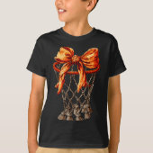 Basketball Hoop Net Coquette Bow Basketball Player Tシャツ (正面)