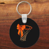 Basketball Hoop With Bow Cute Basketball Aesthetic キーホルダー (正面)