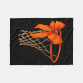 Basketball Hoop With Bow Cute Basketball Aesthetic フリースブランケット (正面(横))