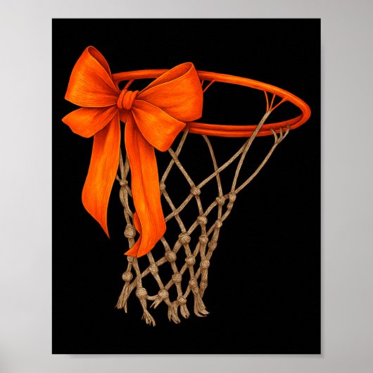 Basketball Hoop With Bow Cute Basketball Aesthetic ポスター (正面)