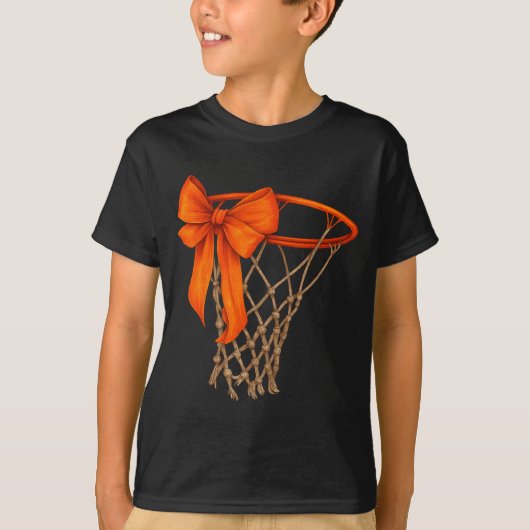 Basketball Hoop With Bow Cute Basketball Aesthetic Tシャツ (正面)