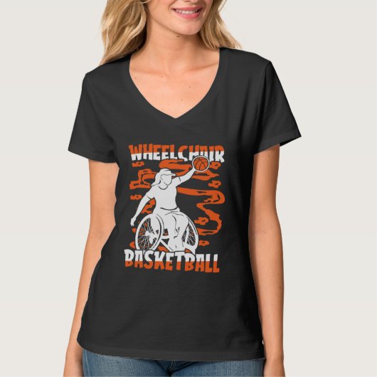 Basketball Hoops Hooping Bball Baller Wheelchair B Tシャツ (正面)