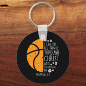 Basketball I Can Do Things Bible Verse God Jesus キーホルダー (正面)