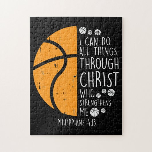 Basketball I Can Do Things Bible Verse God Jesus ジグソーパズル (縦)