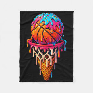Basketball Ice Cream Drip For Boys Girls Youth Bas フリースブランケット