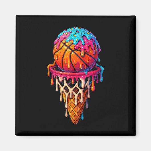 Basketball Ice Cream Drip For Boys Girls Youth Bas マグネット (正面)