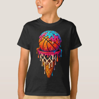 Basketball Ice Cream Drip For Boys Girls Youth Bas Tシャツ