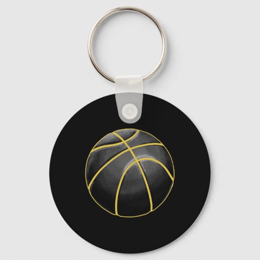 Basketball Illustration Black Gold Ball Design Str キーホルダー (正面)