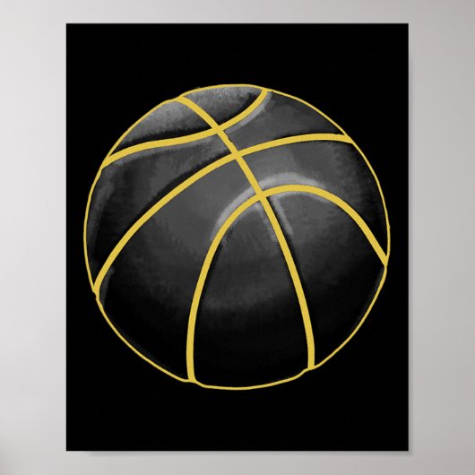 Basketball Illustration Black Gold Ball Design Str ポスター (正面)