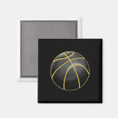 Basketball Illustration Black Gold Ball Design Str マグネット (正面/裏面)