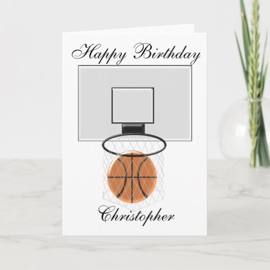 Basketball Just Add Name Birthday カード (正面)