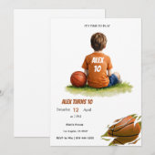 Basketball Kids Birthday Invitation | Personalized 招待状 (正面/裏面)