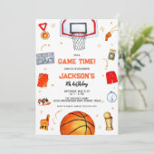Basketball Kids Boy Birthday Party Invitation 招待状 (スタンド正面)