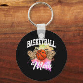 Basketball Leopard Heart Tie Dye Basketball Mom Ma キーホルダー (正面)