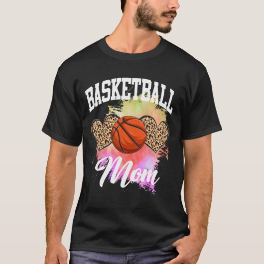 Basketball Leopard Heart Tie Dye Basketball Mom Ma Tシャツ (正面)