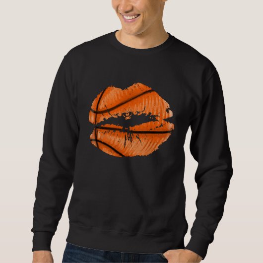 Basketball Lips Trendy Kiss Mouth Women Basketball スウェットシャツ (正面)
