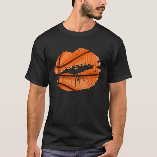 Basketball Lips Trendy Kiss Mouth Women Basketball Tシャツ (正面)