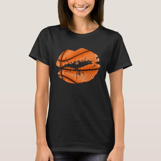 Basketball Lips Trendy Kiss Mouth Women Basketball Tシャツ (正面)