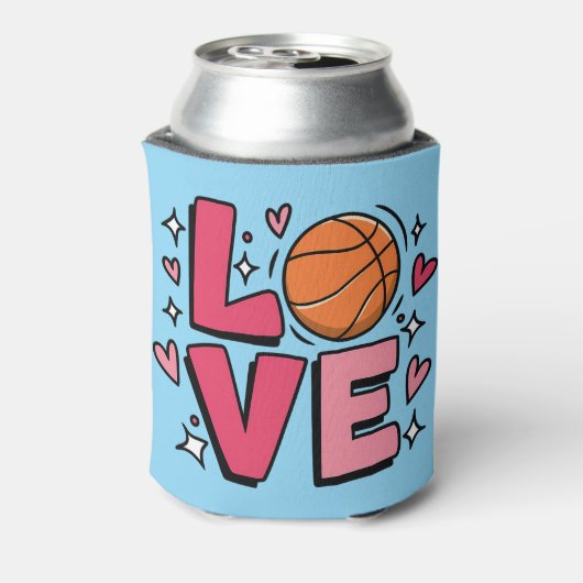 Basketball Love Cute Girls Women Basketball Player 缶クーラー (缶裏面)