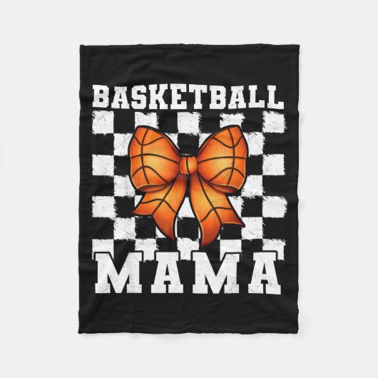 Basketball Mama Coquette Bow Game Day Funny Srts L フリースブランケット (正面)