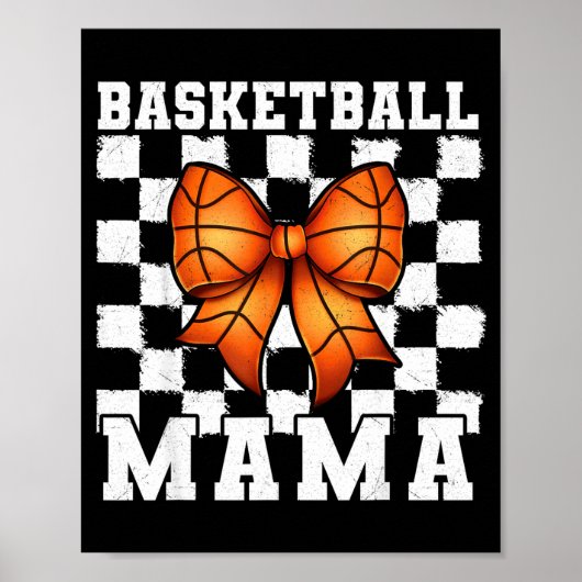 Basketball Mama Coquette Bow Game Day Funny Srts L ポスター (正面)
