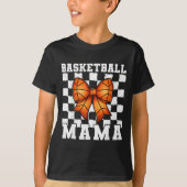Basketball Mama Coquette Bow Game Day Funny Srts L Tシャツ (正面)