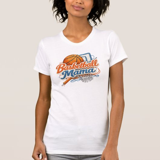 Basketball Mama Retro Patch Style Shirt Tシャツ (正面)