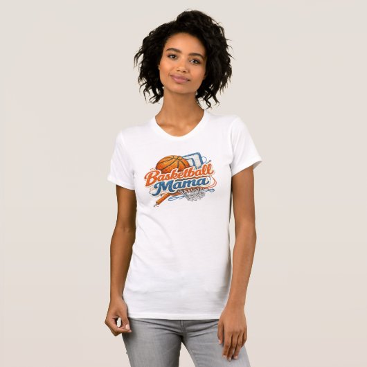 Basketball Mama Retro Patch Style Shirt Tシャツ (正面フル)