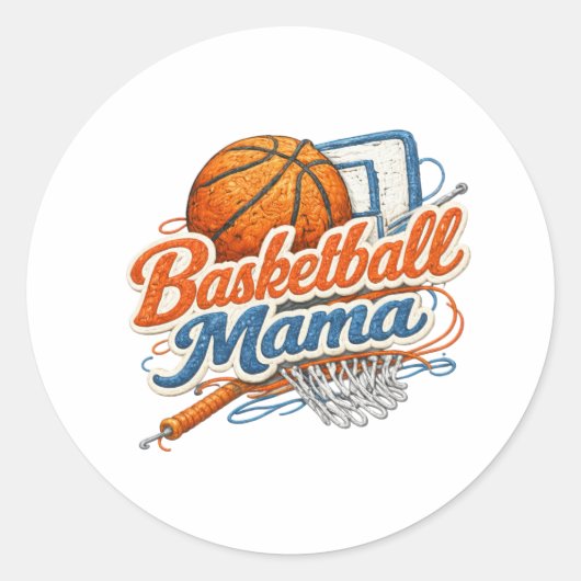 Basketball Mama Sticker ラウンドシール (正面)